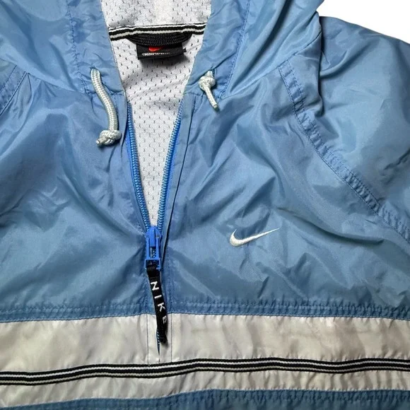 Vintage Nike Pullover Anorak Jacket Blue White Stripe 90s Y2K